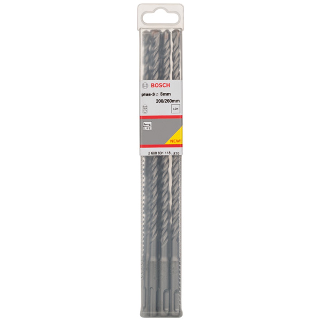 Bosch Hammerbohrer SDS-plus, plus-3, 8 x 200 x 260 mm, (10 Stk.)