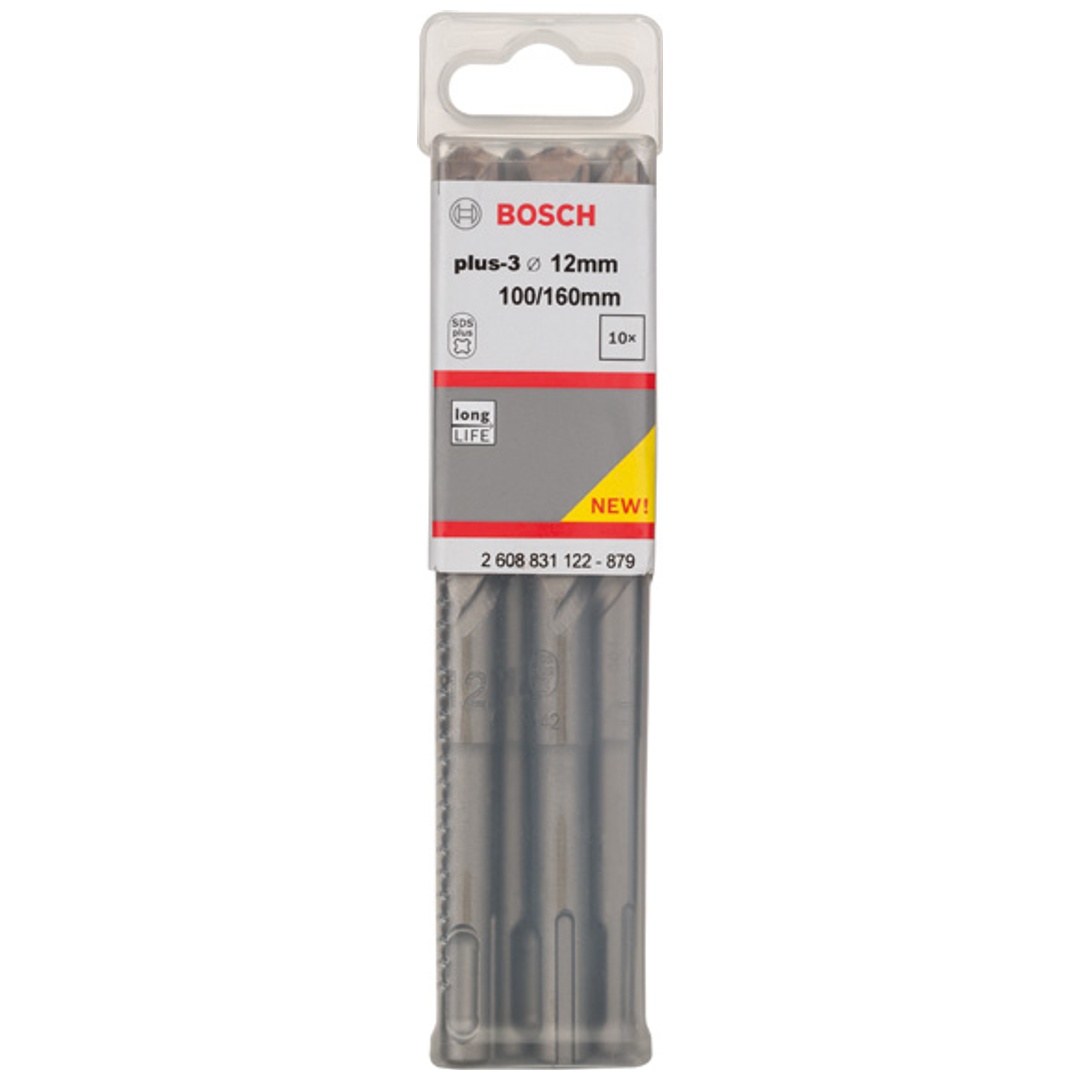 Bosch Hammerbohrer SDS-plus, plus-3, 12 x 100 x 160 mm, (10 Stk.)