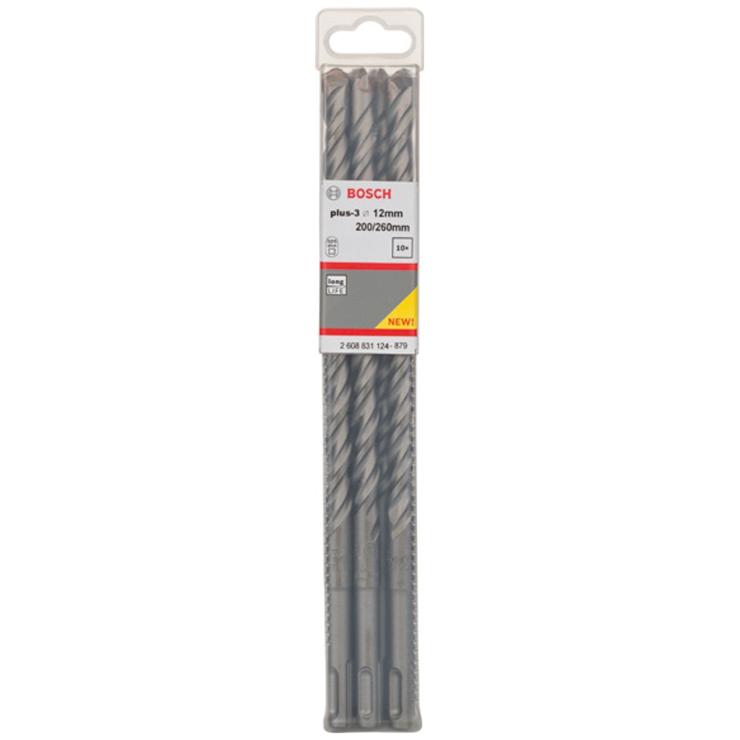 Bosch Hammerbohrer SDS-plus, plus-3, 12 x 200 x 260 mm, (10 Stk.)