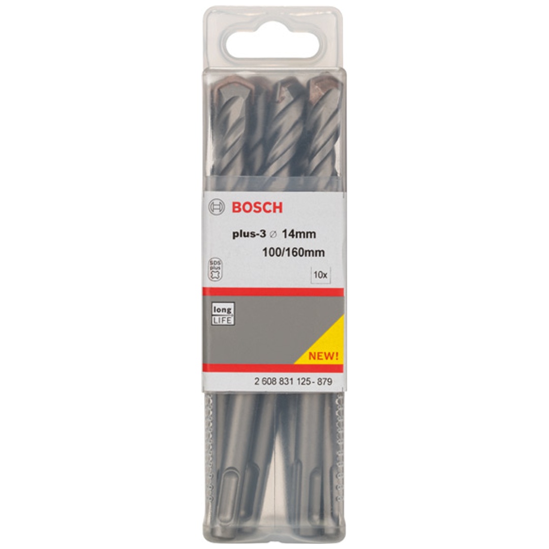 Bosch Hammerbohrer SDS-plus, plus-3, 14 x 100 x 160 mm, (10 Stk.)