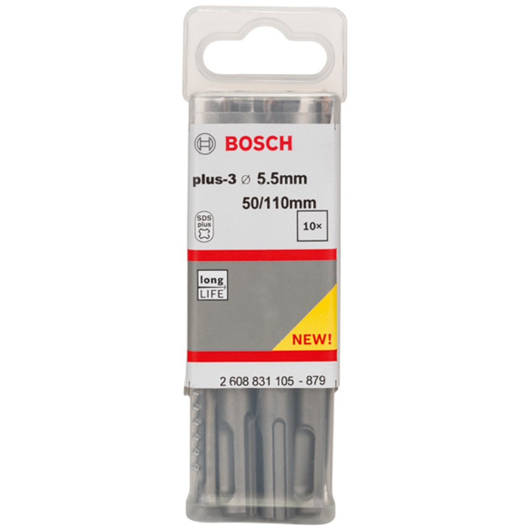 Bosch Hammerbohrer SDS-plus, plus-3, 5,5 x 50 x 110 mm, (10 Stk.)