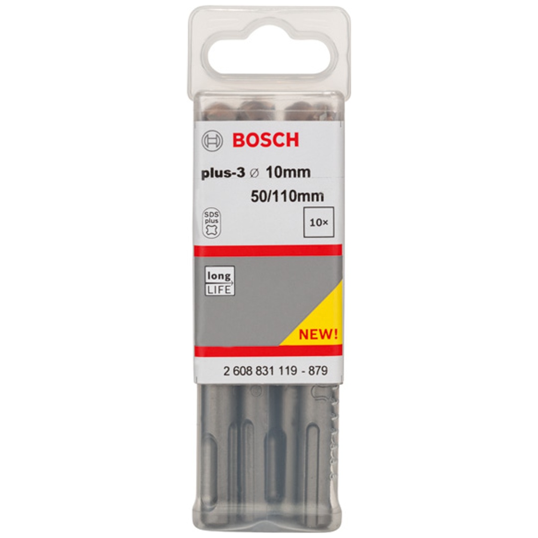 Bosch Hammerbohrer SDS-plus, plus-3, 10 x 50 x 110 mm, (10 Stk.)