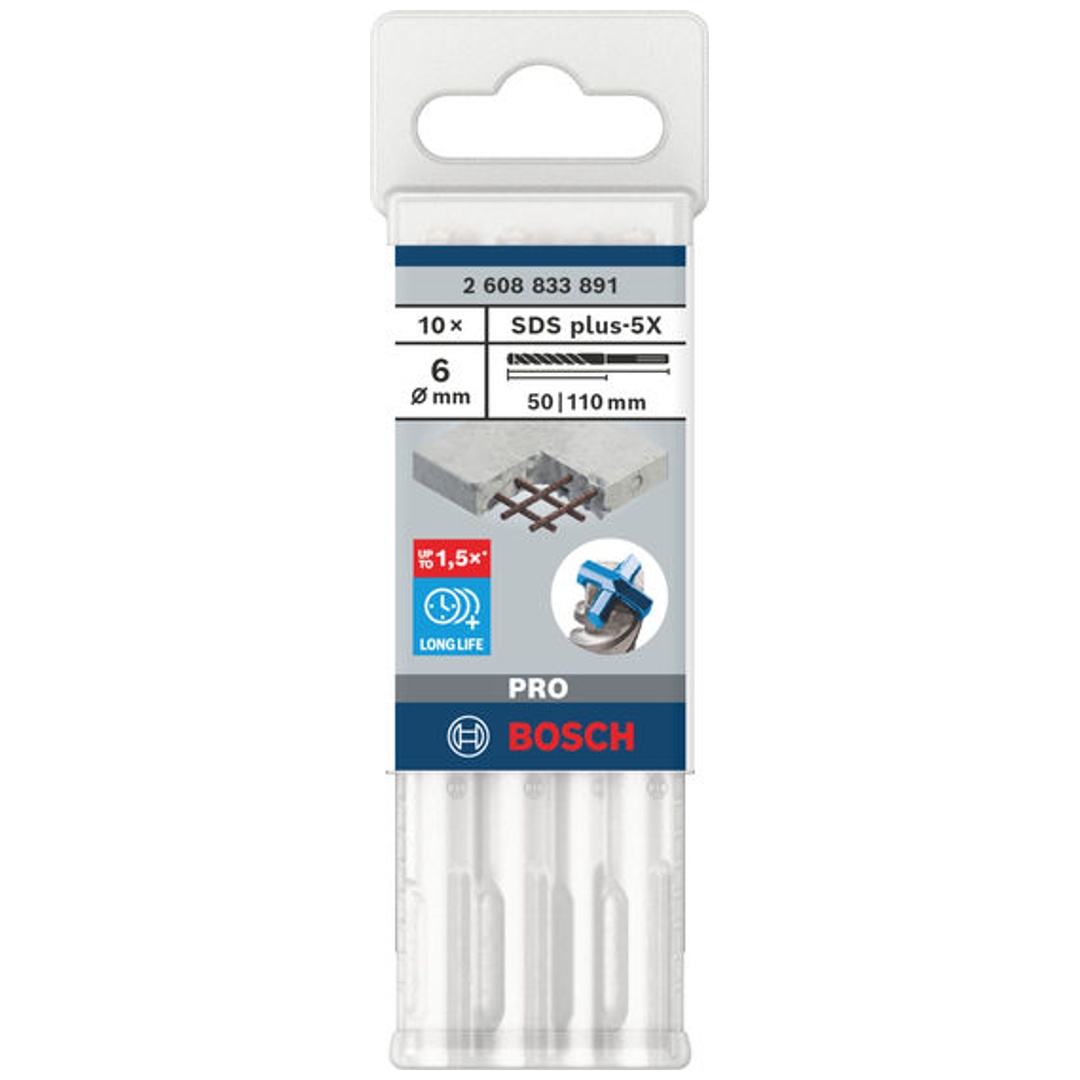 Bosch PRO Hammerbohrer SDS-plus-5X, 6 x 50 x 110 mm, (10 Stk.)