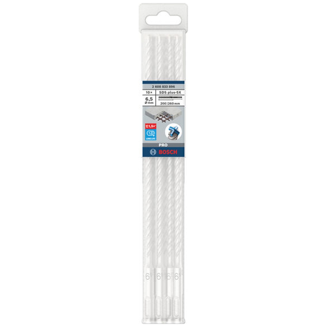 Bosch PRO Hammerbohrer SDS-plus-5X, 6,5 x 200 x 260 mm, (10 Stk.)