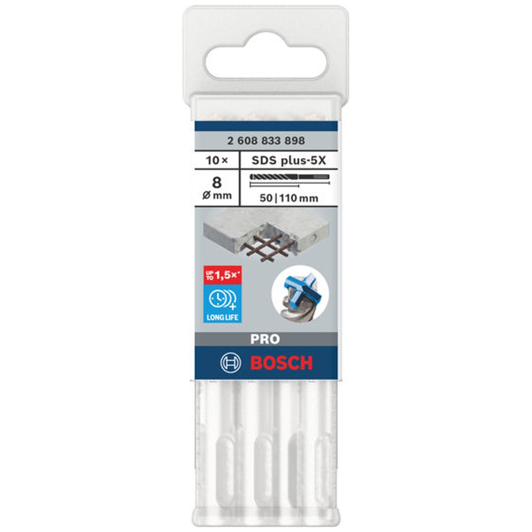 Bosch PRO Hammerbohrer SDS-plus-5X, 8 x 50 x 110 mm, (10 Stk.)