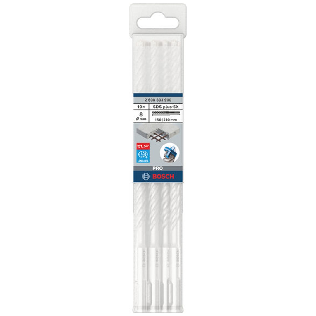 Bosch PRO Hammerbohrer SDS-plus-5X, 8 x 150 x 210 mm, (10 Stk.)