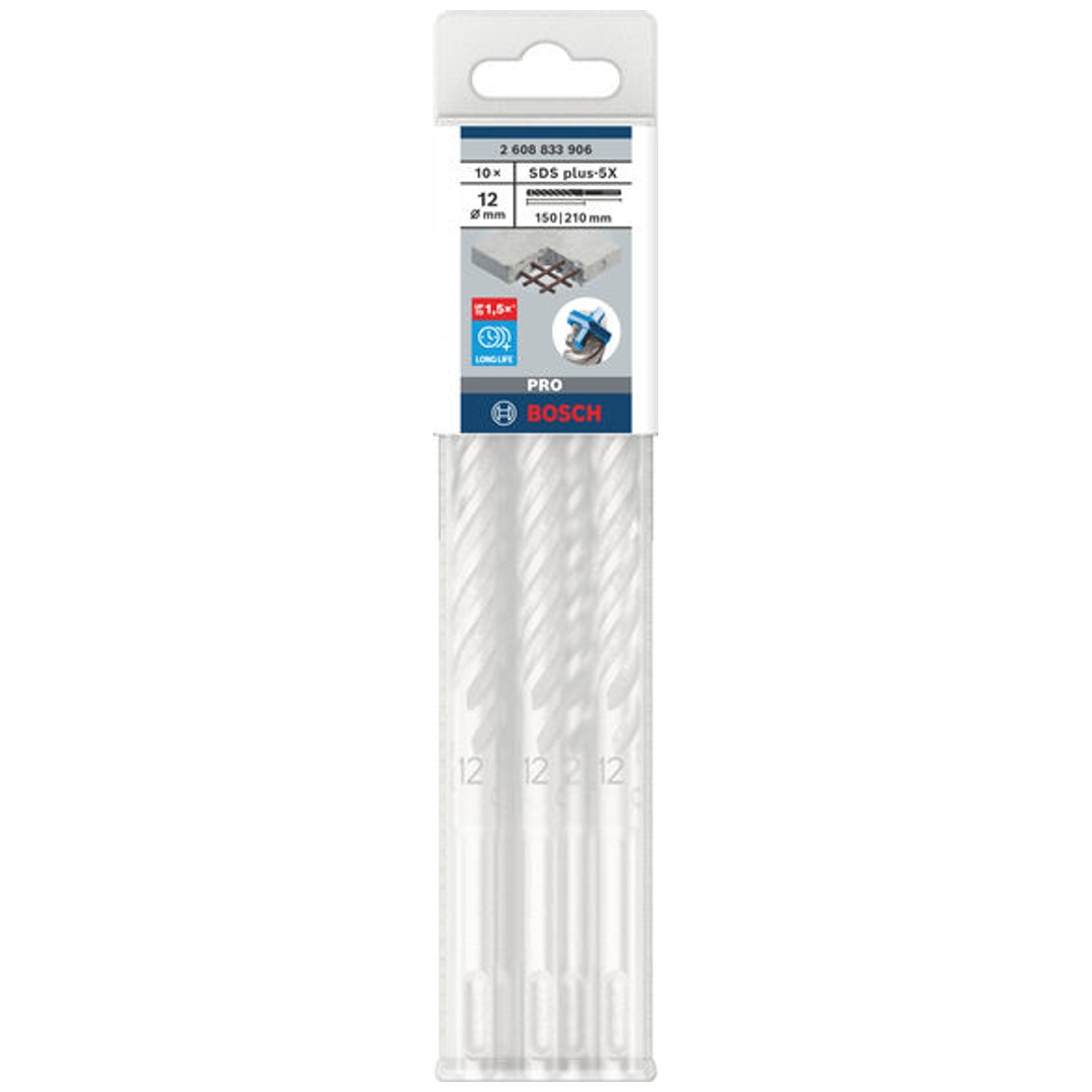 Bosch PRO Hammerbohrer SDS-plus-5X, 12 x 150 x 210 mm, (10 Stk.)