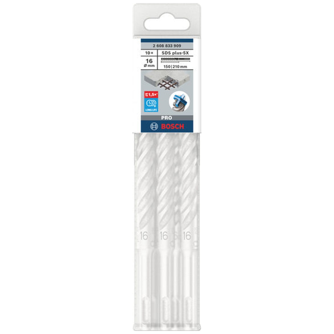 Bosch PRO Hammerbohrer SDS-plus-5X, 16 x 150 x 210 mm, (10 Stk.)