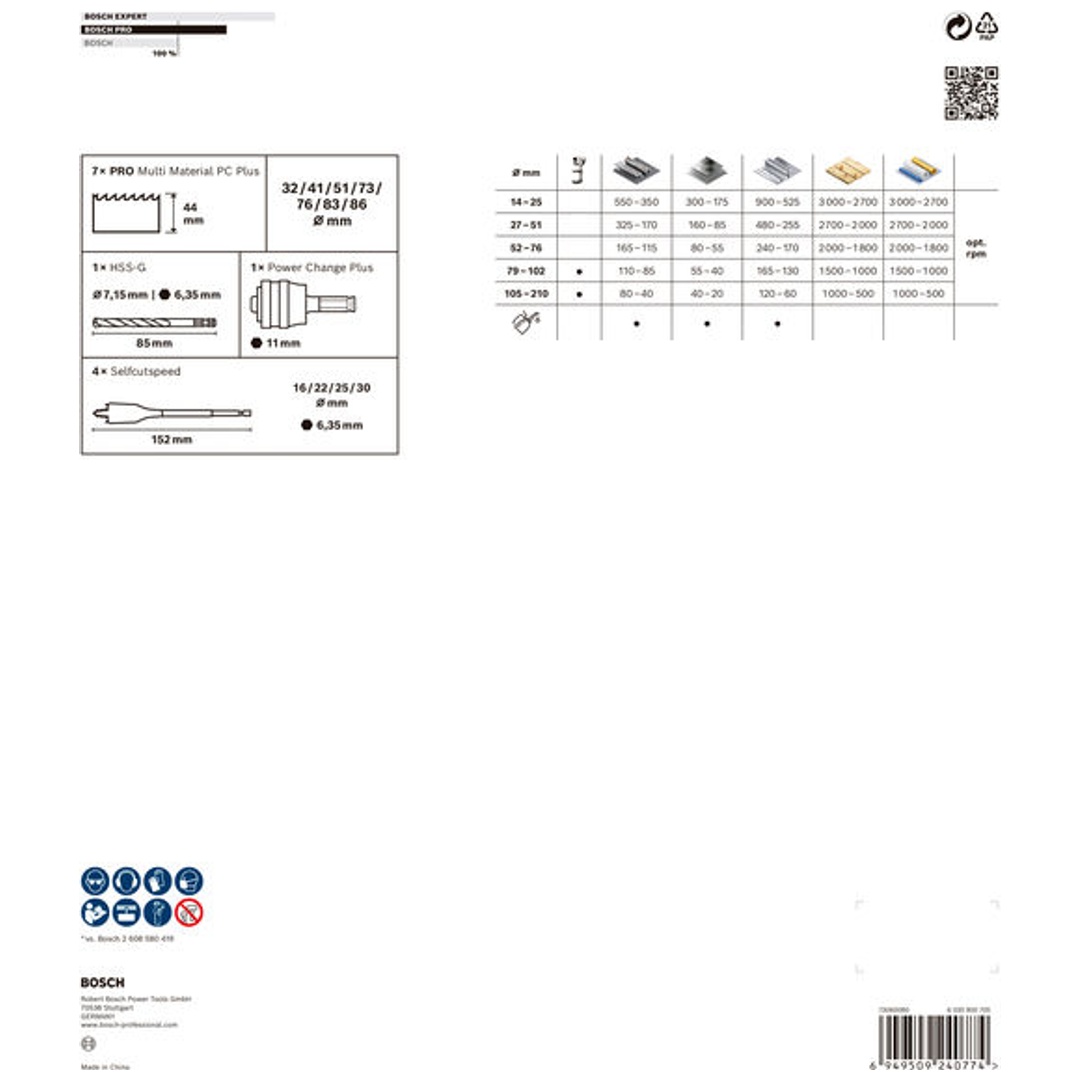Bosch PRO Lochsägen-Set Multi Material PC Plus, 13-tlg., Art.Nr. 2608594433