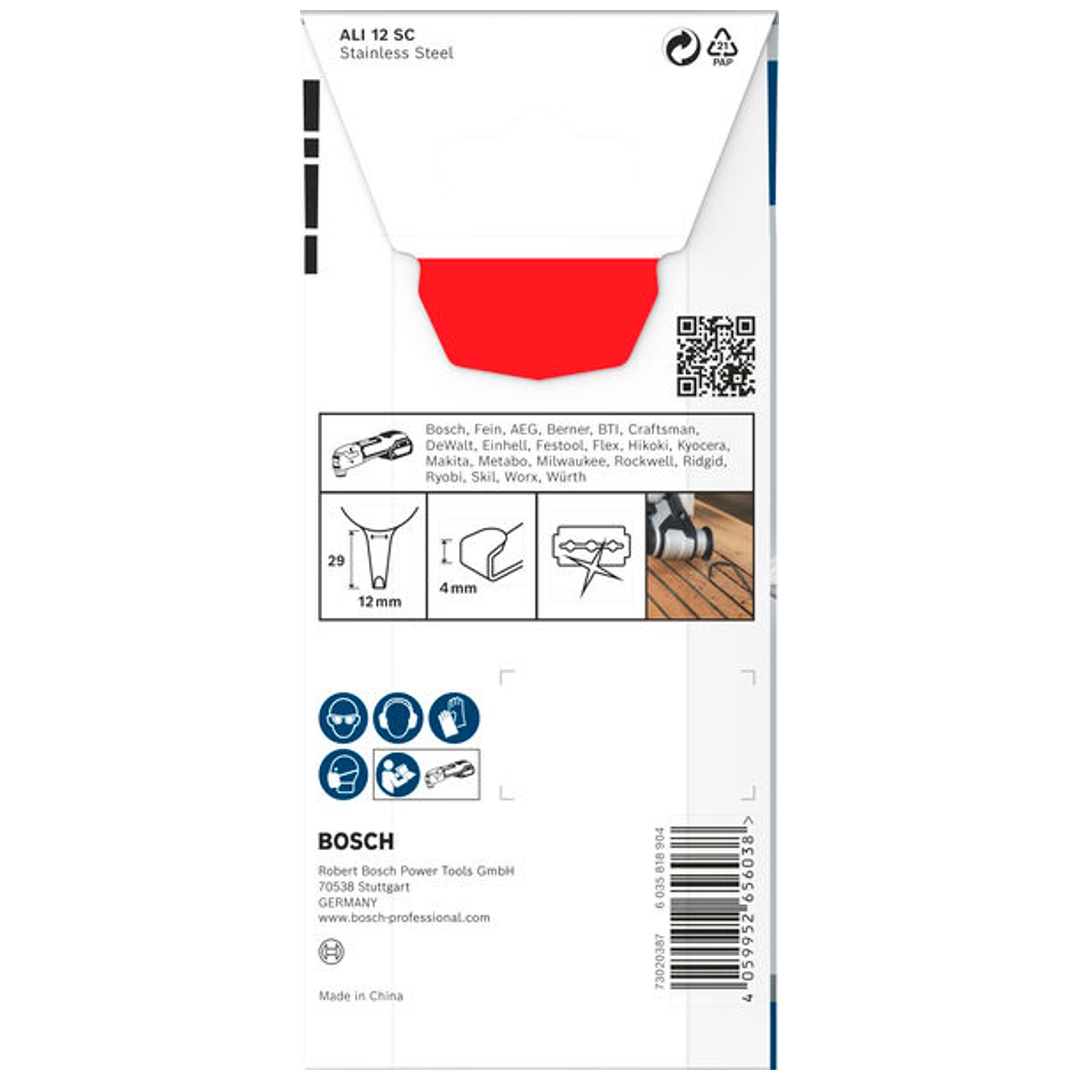 Bosch PRO Tauchsägeblatt ALI 12 SC für Multifunktionswerkzeuge, 4 x 12 mm