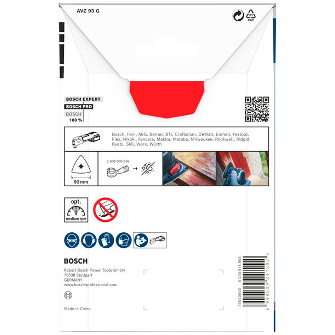 Bosch PRO Deltaschleifer AVZ 93 G für Multifunktionswerkzeuge, 93 mm