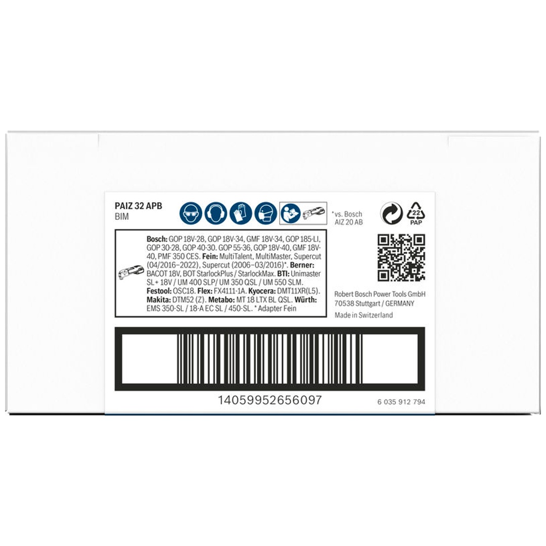 Bosch PRO Tauchsägeblatt PAIZ 32 APB für Multifunktionswerkzeuge, 32 x 60 mm, Art.Nr. 2608669130