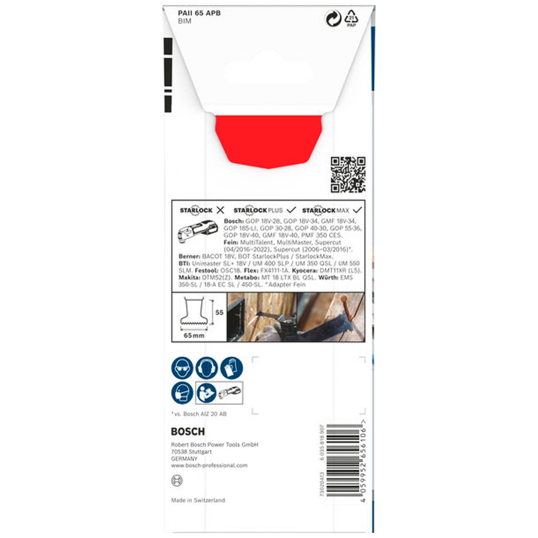 Bosch PRO Tauchsägeblatt PAII 65 APB für Multifunktionswerkzeuge, 65 x 55 mm, Art.Nr. 2608669131