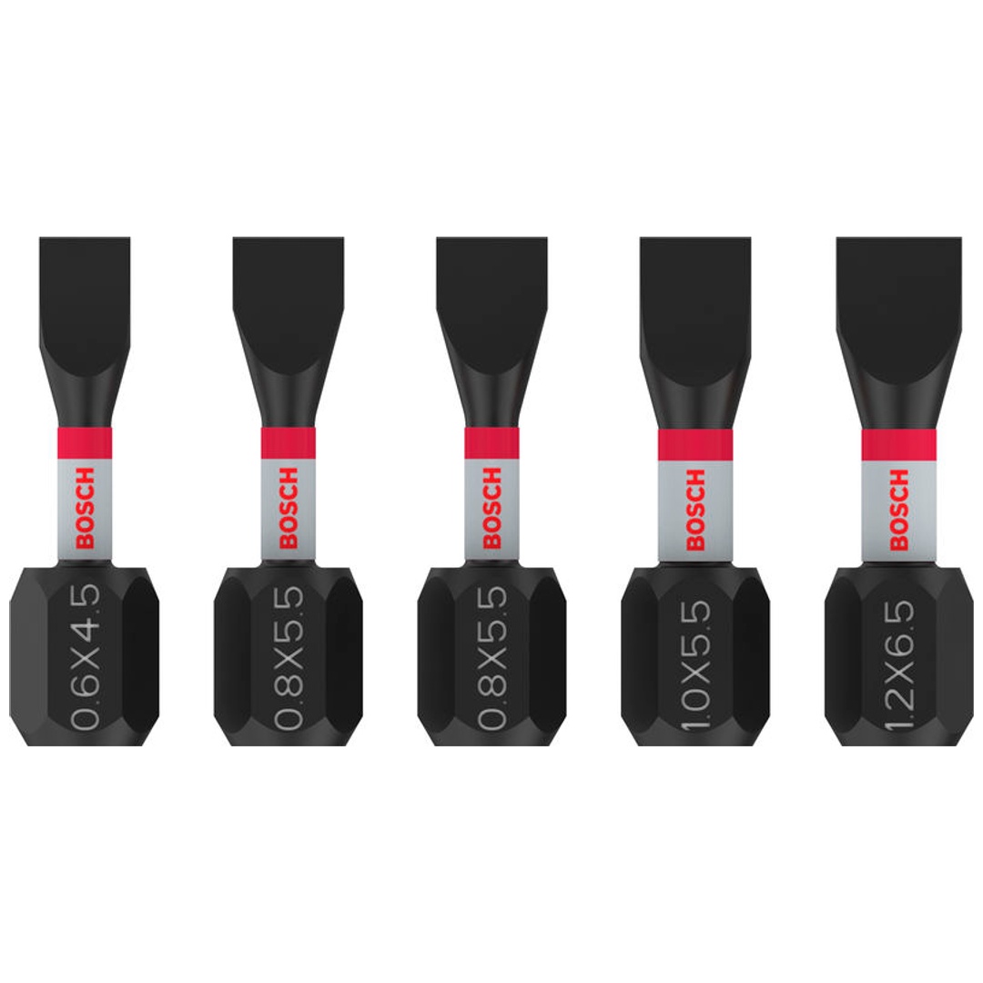 Bosch PRO Schrauberbits Slotted Impact Bit, SL4.5, SL5.5(x2), SL5.5, SL6.5, 25 mm, 5-tlg.