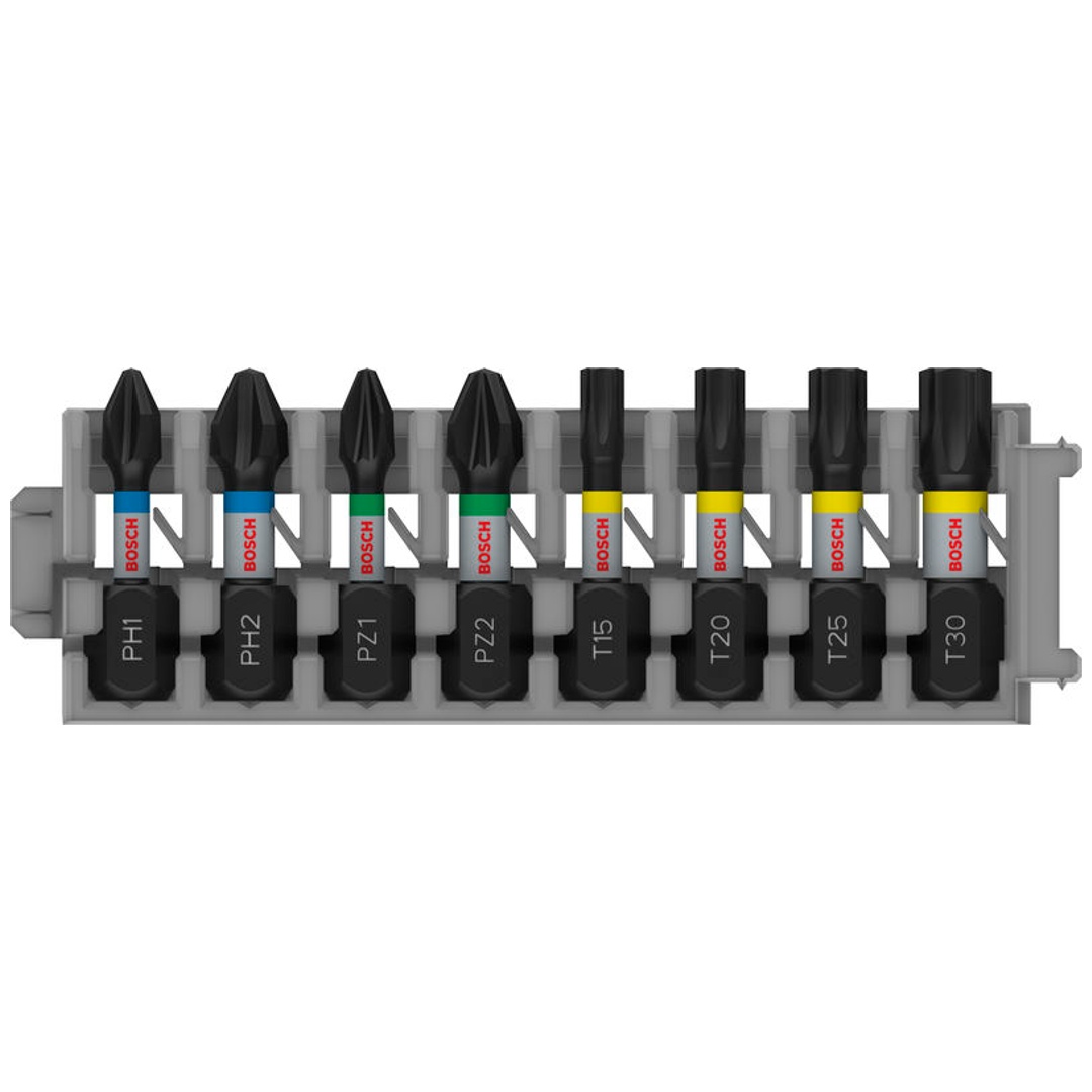 Bosch PRO Schrauberbits Impact Mixed Pack, PH1; PH2; PZ1; PZ2; T15; T20; T25; T30, 25 mm, 8-tlg.