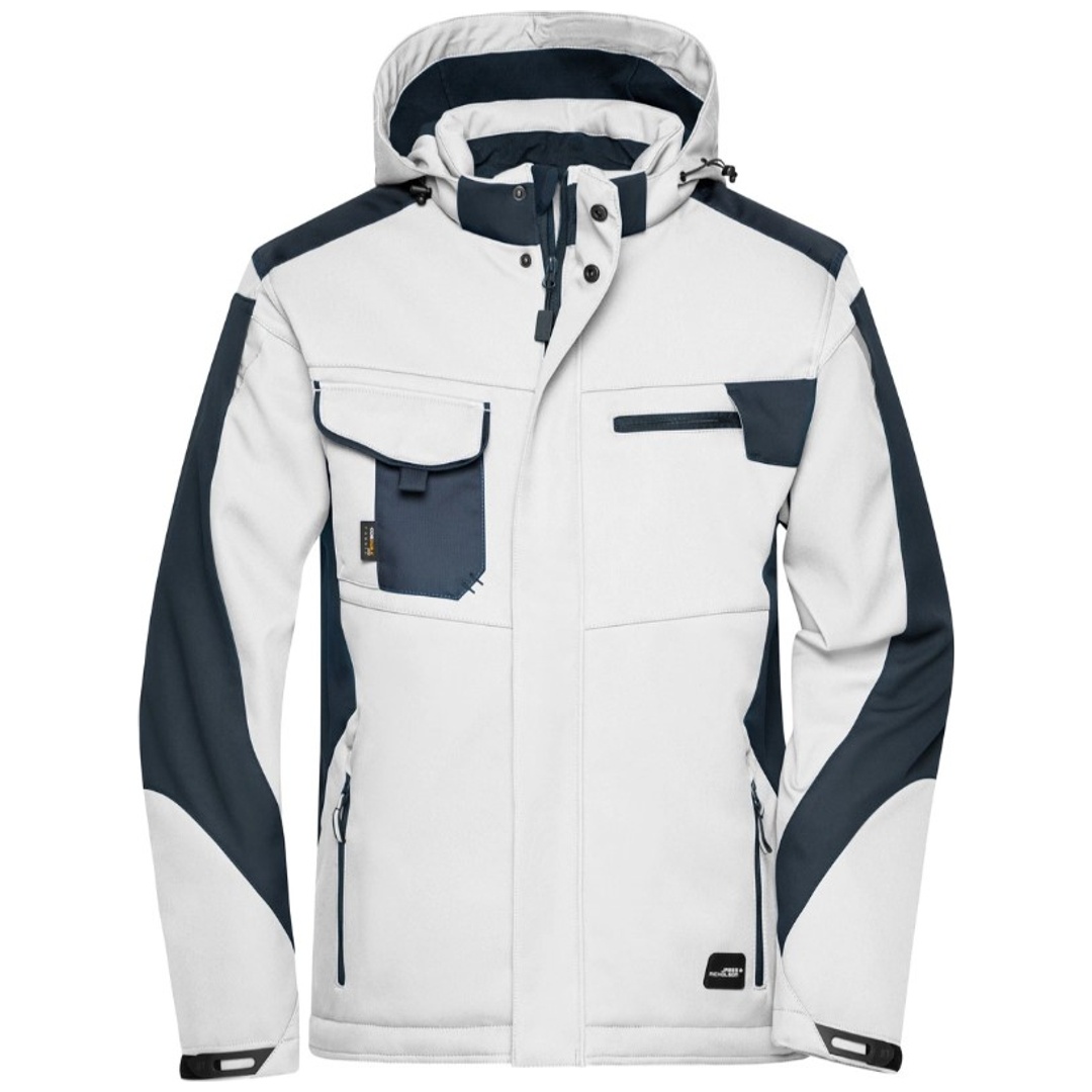 James & Nicholson Kollmannsberger-Softshelljacke JN824 Gr. S white/carbon mit Logo