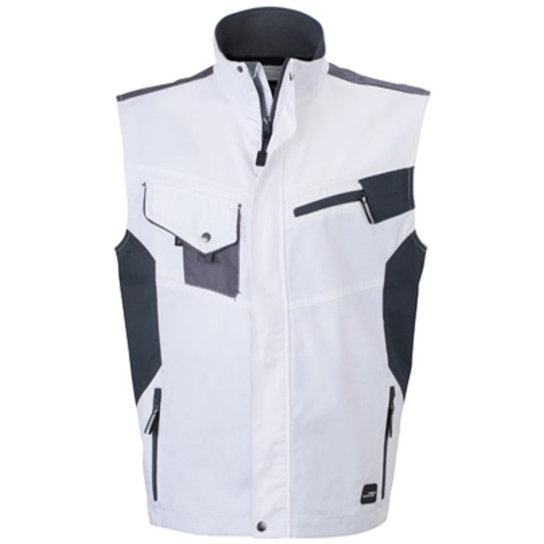 James & Nicholson Kollmannsberger-Weste JN822 Gr. S white/carbon mit Logo