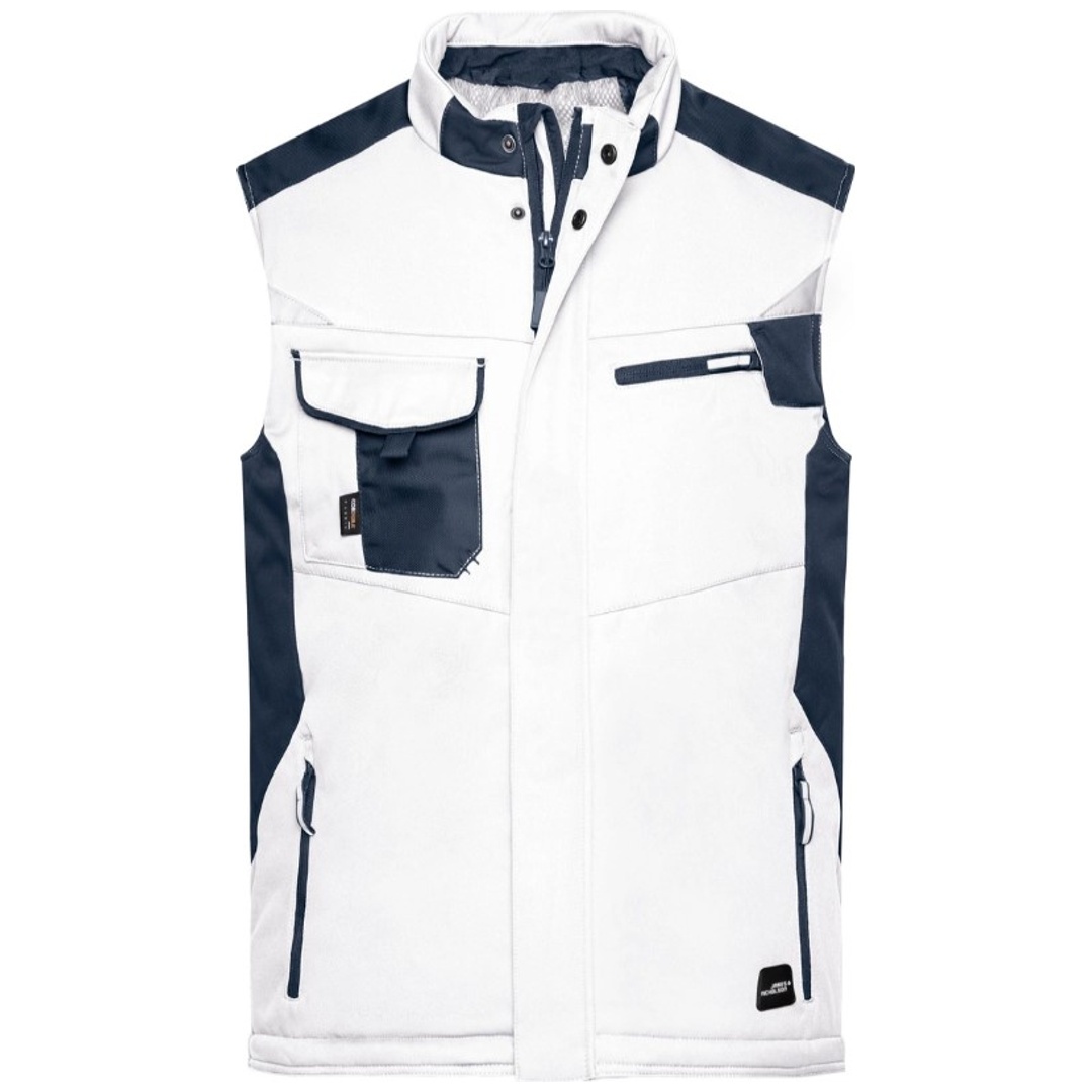 James & Nicholson Kollmannsberger-Softshellweste JN825 Gr. S white/carbon mit Logo