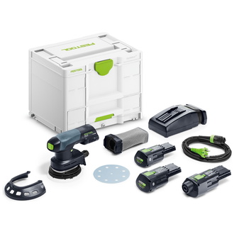 Festool Akku-Exzenterschleifer ETSC 125 3,0 I-Set, incl. 2x Akku 3 Ah, Schnellladegerät, Zubehör, Systainer SYS3