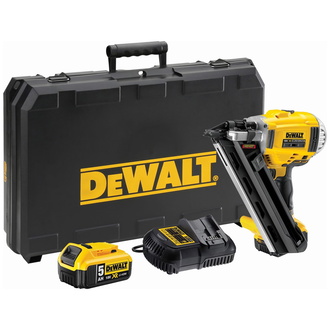 DeWalt Akku-Nagler 90 mm, 18 V, incl. 2x Akku 5 Ah, Schnellladegerät, Zubehör, Transportkoffer