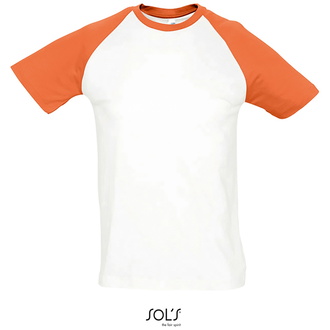 Cotton Classics-25.1190 Herren Raglan T-Shirt 2-farbig Gr. S white/orange