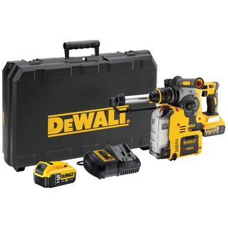 DeWalt Akku-Kombihammer, 18 V, incl. 2x Akku XR 5 Ah, Schnellladegerät, Schnellspann-Bohrfutter, Staubabsaugung, Zubehör, TSTAK-Box