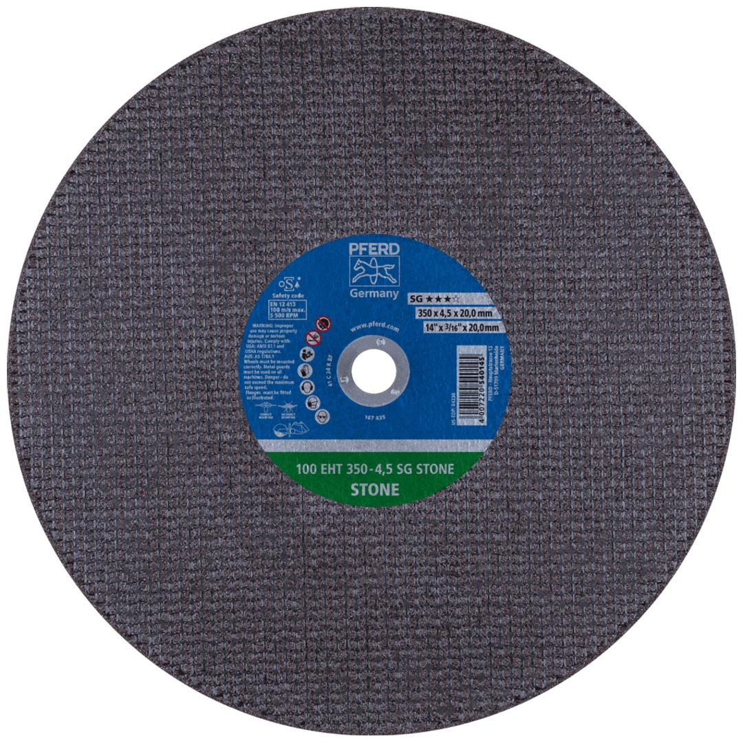 PFERD TOOLS Trennscheibe Trennschleifer EHT 350x4,5x20mm SG STONE für Stein (100 m/s)