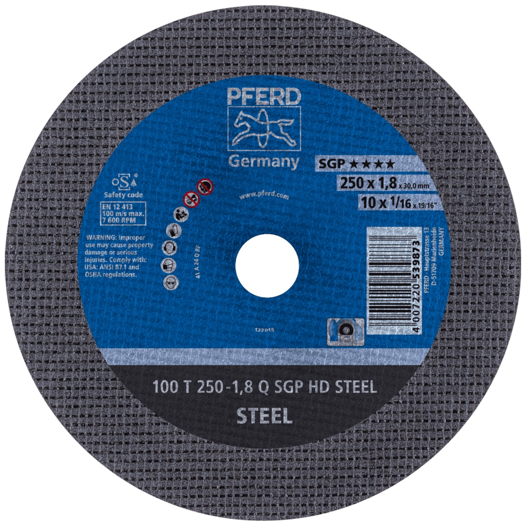 PFERD TOOLS Stationäre Trennscheibe T 250x1,8x30mm mittelhart HD STEEL für Stahl 100m/s