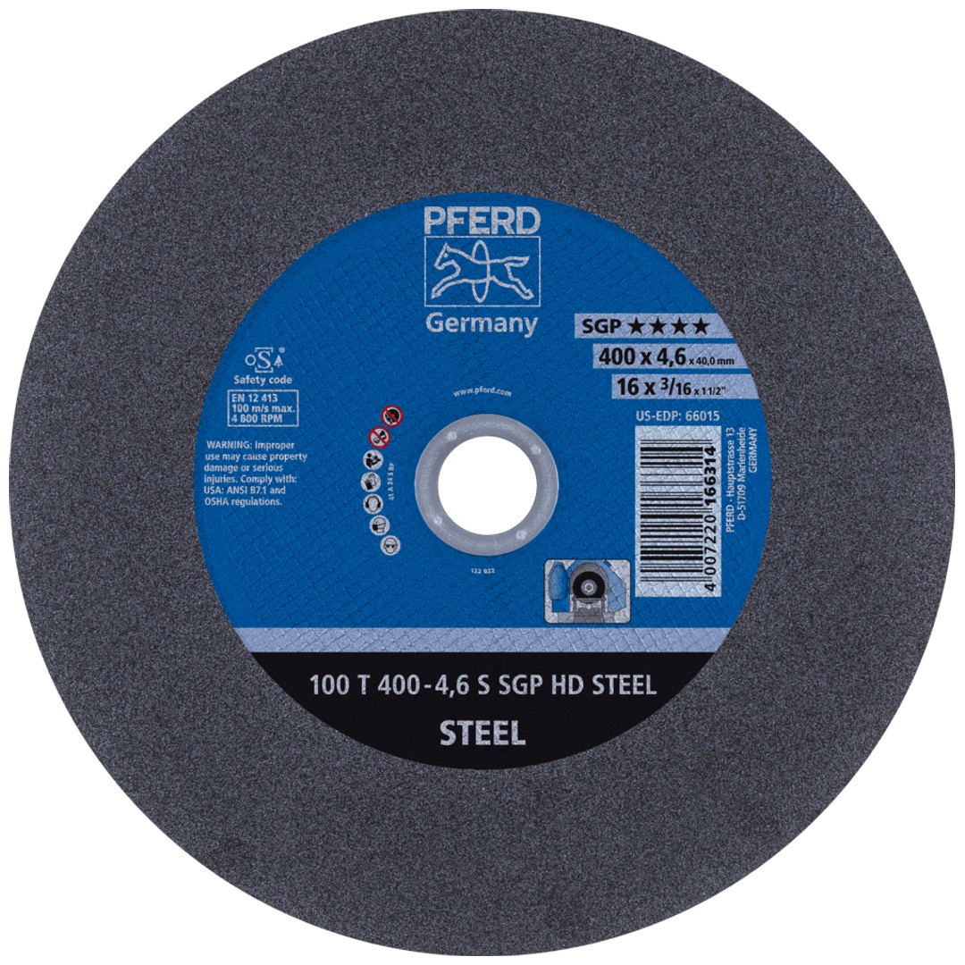 PFERD TOOLS Stationäre Trennscheibe T 400x4,6x40mm hart HD STEEL für Stahl 100m/s