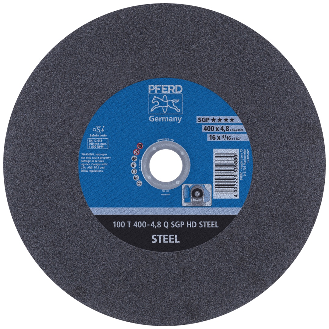 PFERD TOOLS Stationäre Trennscheibe T 400x4,8x40mm mittelhart HD STEEL für Stahl 100m/s
