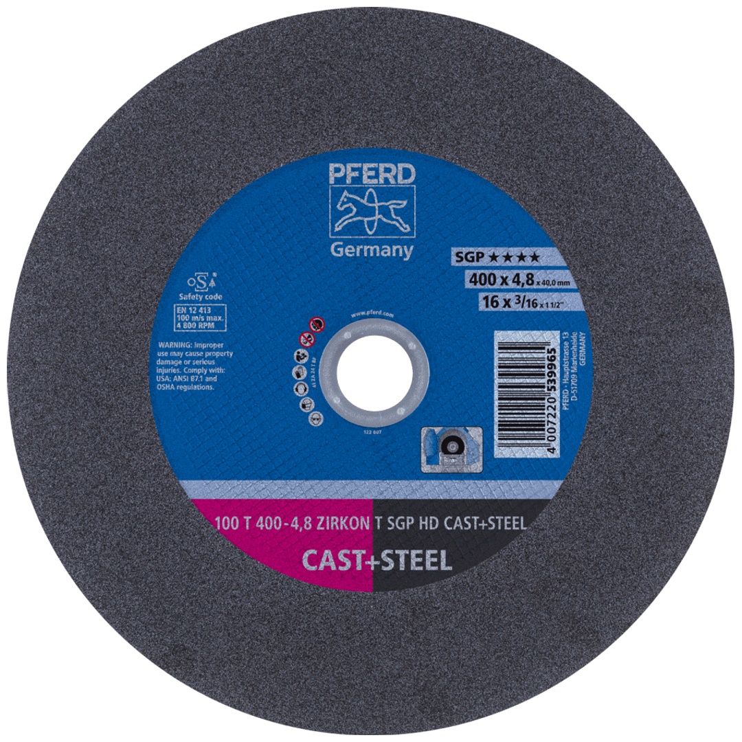 PFERD TOOLS Stationäre Trennscheibe T 400x4,8x40mm sehr hart HD CAST+STEEL für Guss/Stahl 100m/s