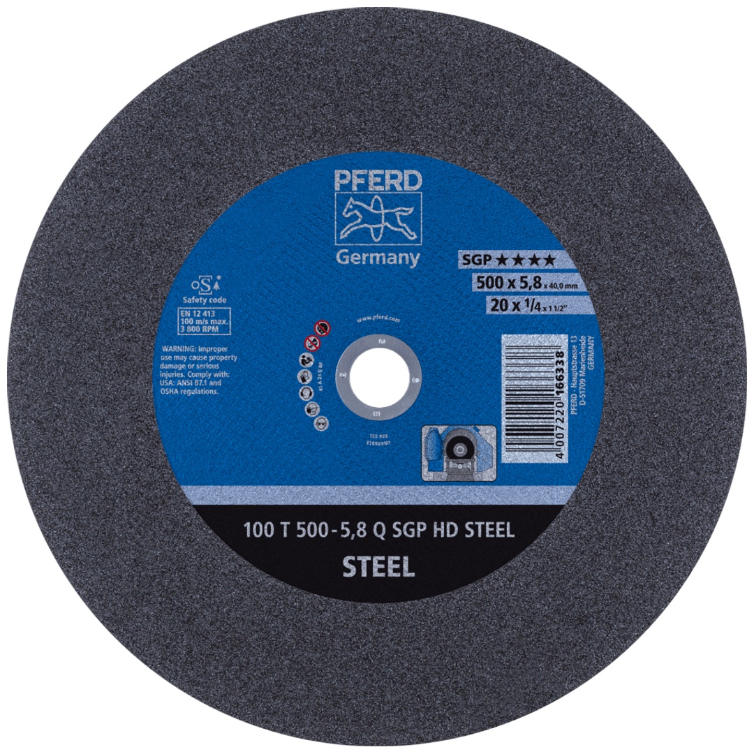 PFERD TOOLS Stationäre Trennscheibe T 500x5,8x40mm weich HD STEEL für Stahl 100m/s