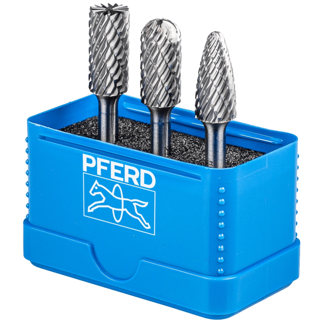 PFERD TOOLS Hartmetall Hochleistungsfrässtift Set 1414 ALLROUND 3-tlg. Ø 12mm Schaft-Ø 6mm universal grob