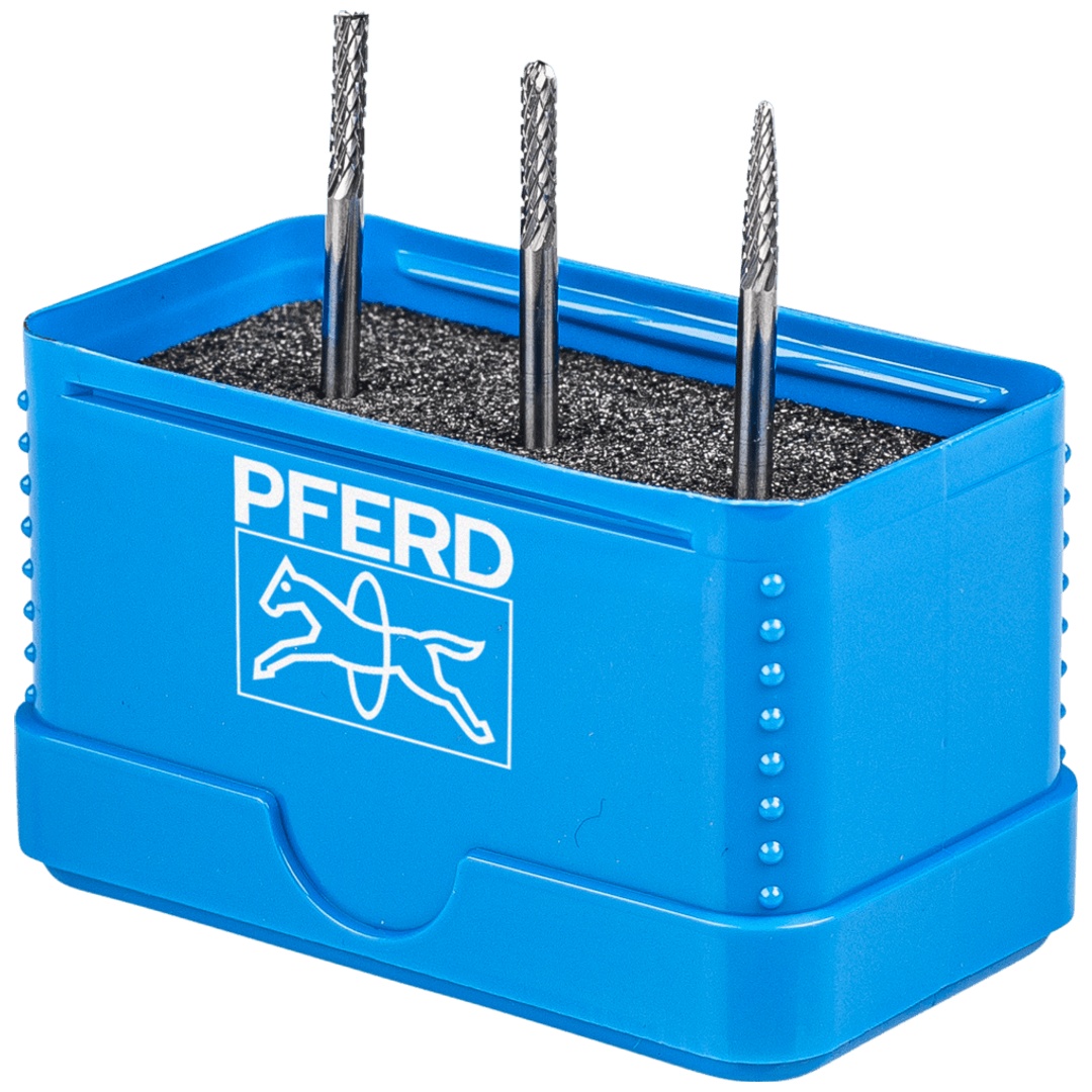 PFERD TOOLS Hartmetall Kleinfrässtift Set 1504 Zahnung 3 PLUS 3-tlg. Ø 3mm Schaft-Ø 3mm universal mittel kreuzverzahnt