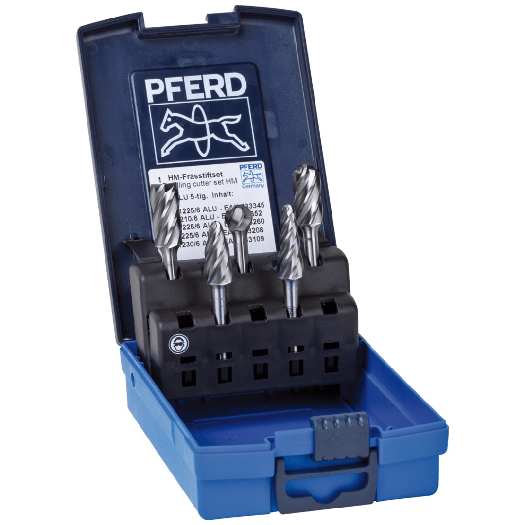 PFERD TOOLS Hartmetall Hochleistungsfrässtift Set 1612 ALU 5-tlg. Ø 12mm Schaft-Ø 6mm ALU/NE-Metalle ALU/NE