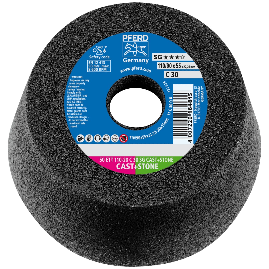 PFERD TOOLS Schleiftopf ETT 110x20x22,23 mm C30 Leistungslinie SG CAST+STONE für Guss/Stein