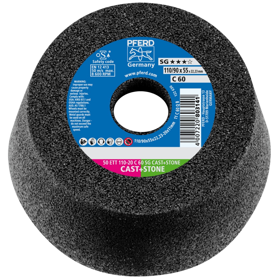PFERD TOOLS Schleiftopf ETT 110x20x22,23 mm C60 Leistungslinie SG CAST+STONE für Guss/Stein