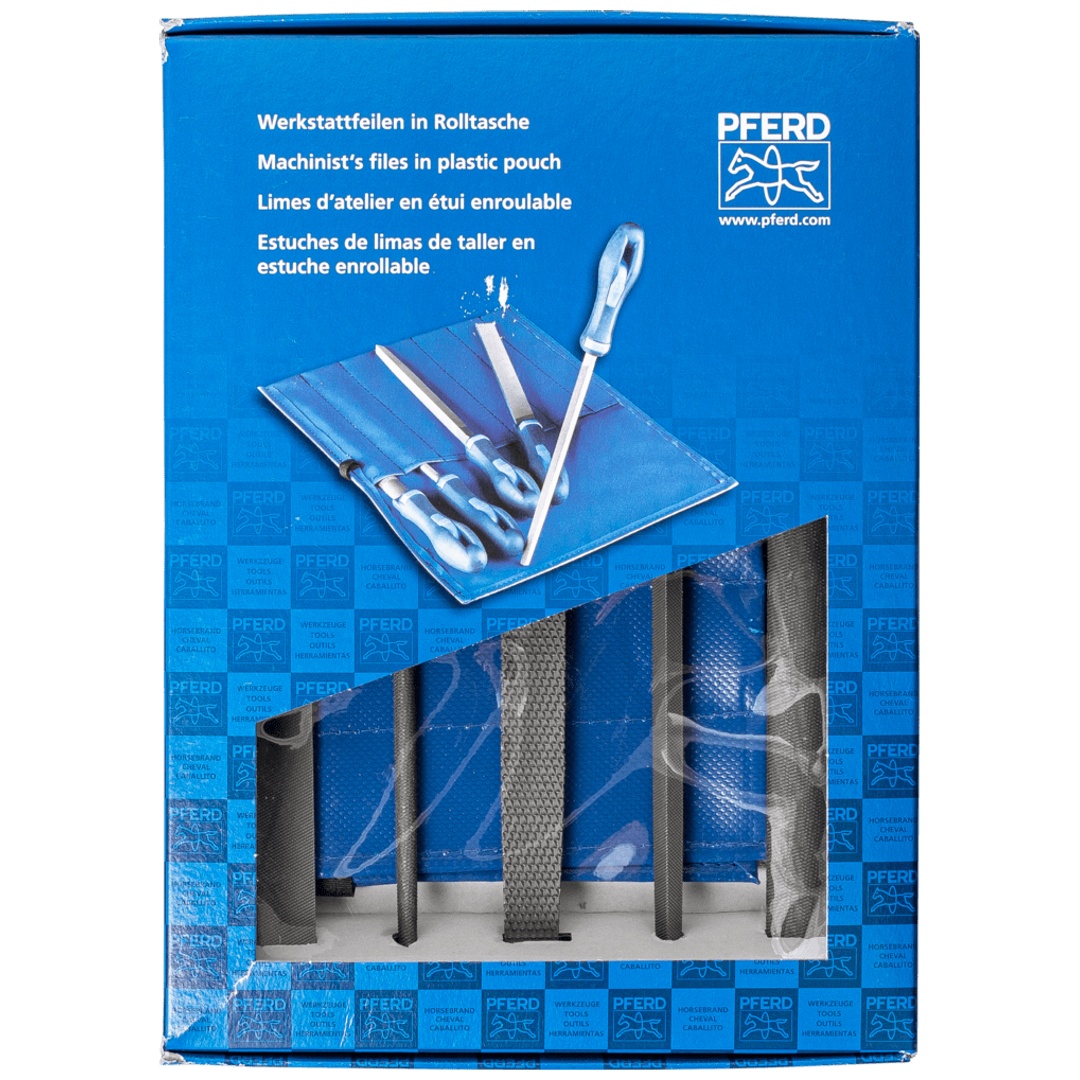 PFERD TOOLS Werkstattfeilen/-raspel-Set 5-tlg. in Rolltasche 200mm für grobe Zerspanung
