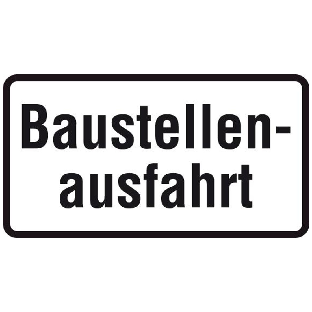 Zusatzschild 1007-33, 330x600 mm, Baustellenausfahrt, RAL-Gütezeichen Folie RA2