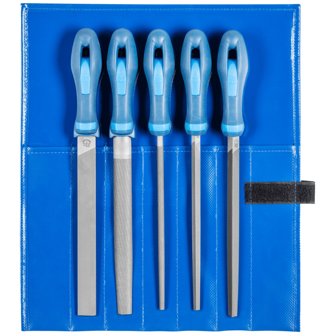 PFERD TOOLS Werkstattfeilen-Set WR 5-tlg. in Rolltasche 200mm Hieb 1 für grobe Zerspanung, Schruppen