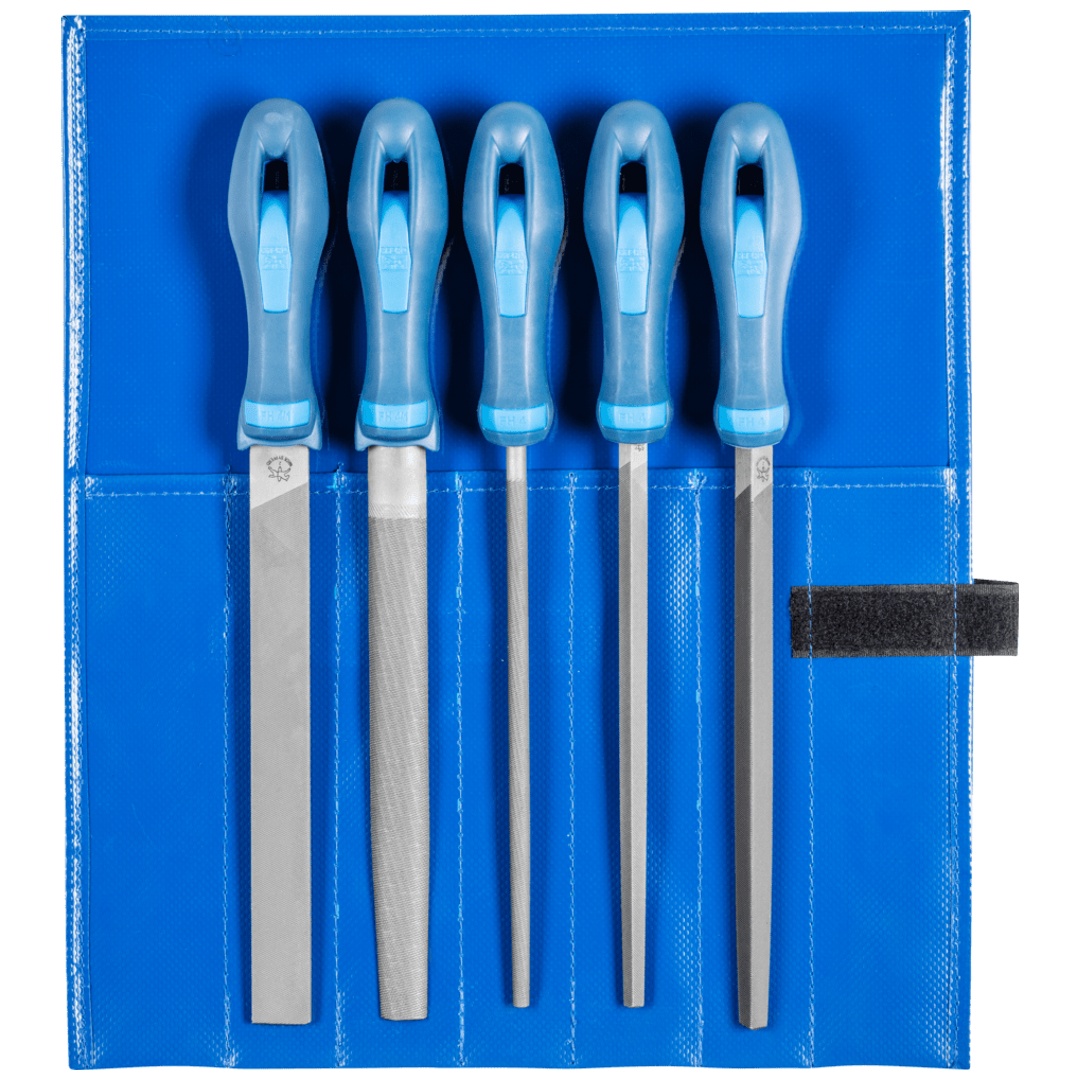 PFERD TOOLS Werkstattfeilen-Set WR 5-tlg. in Rolltasche 200mm Hieb 2 universell zum Schruppen und Schlichten