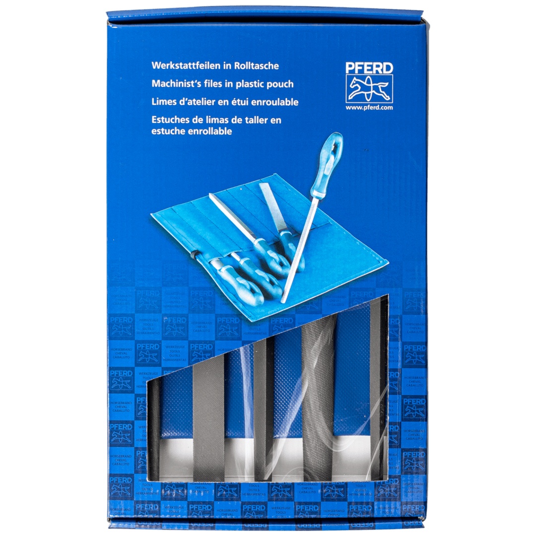 PFERD TOOLS Werkstattfeilen-Set WRU 5-tlg. in Rolltasche 250mm Hieb 1 für grobe Zerspanung, Schruppen