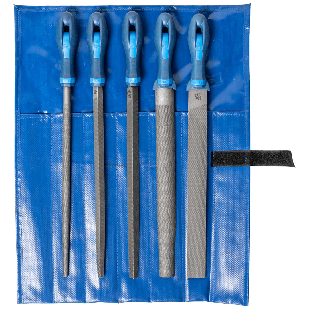 PFERD TOOLS Werkstattfeilen-Set 5-tlg. in Rolltasche 300mm Hieb 1 für grobe Zerspanung, Schruppen