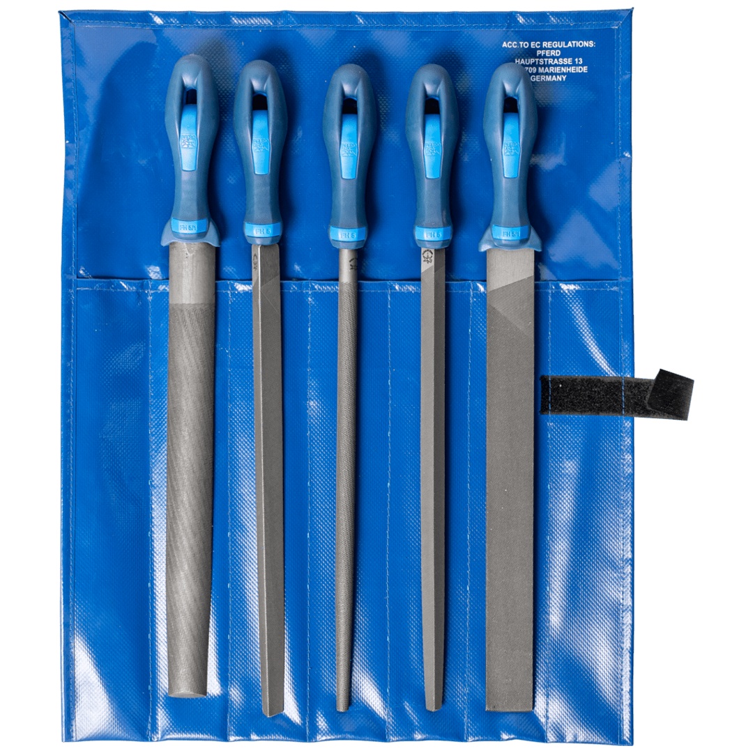 PFERD TOOLS Werkstattfeilen-Set 5-tlg. in Rolltasche 300mm Hieb 2 universell zum Schruppen und Schlichten
