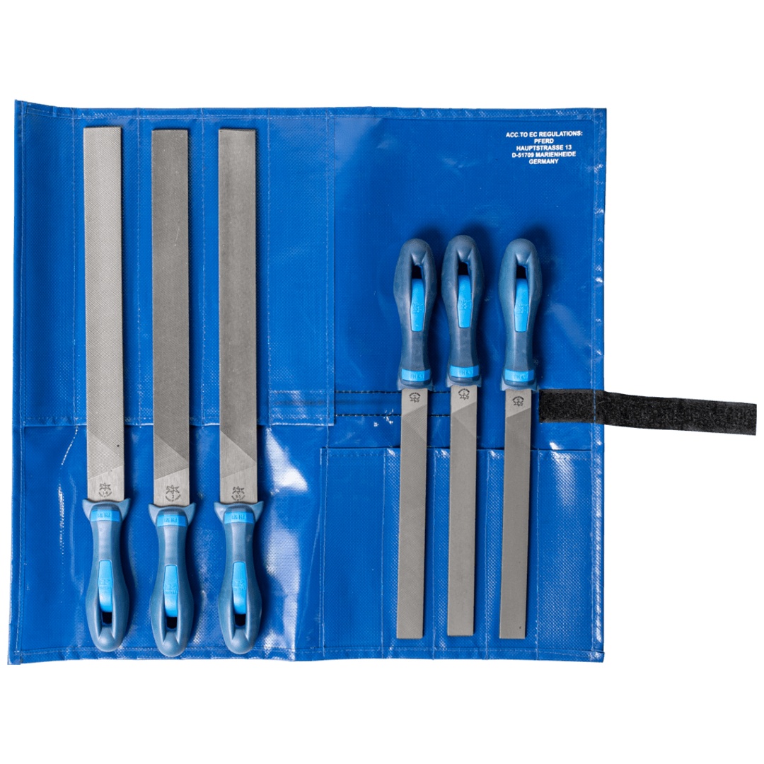 PFERD TOOLS Werkstattfeilen-Set 6-tlg. in Rolltasche 200/300mm universell von Schruppen bis Schlichten
