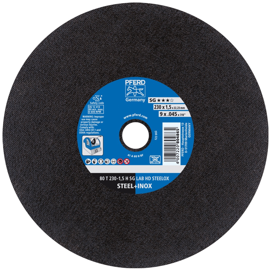 PFERD TOOLS Labortrennscheibe T 230x1,5x22,23 mm Leistungslinie SG LAB HD STEELOX für Stahl/Edelstahl