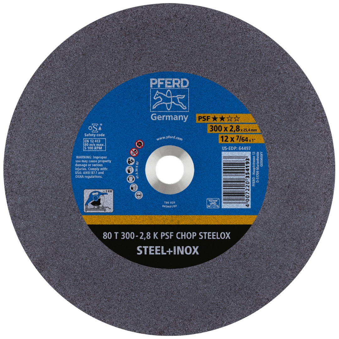 PFERD TOOLS Trennscheibe Metallkreissäge T 300x2,8x25,4 mm Uni.-Linie PSF CHOP STEELOX Stahl/Edelstahl