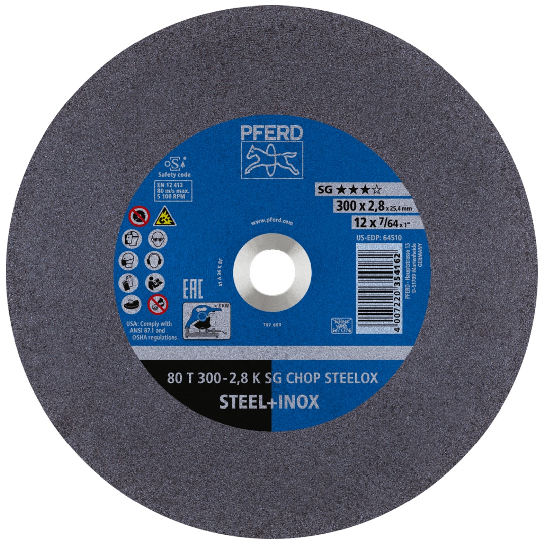 PFERD TOOLS Trennscheibe Metallkreissäge T 300x2,8x25,4 mm Leistungs-Li. SG CHOP STEELOX Stahl/Edelstahl