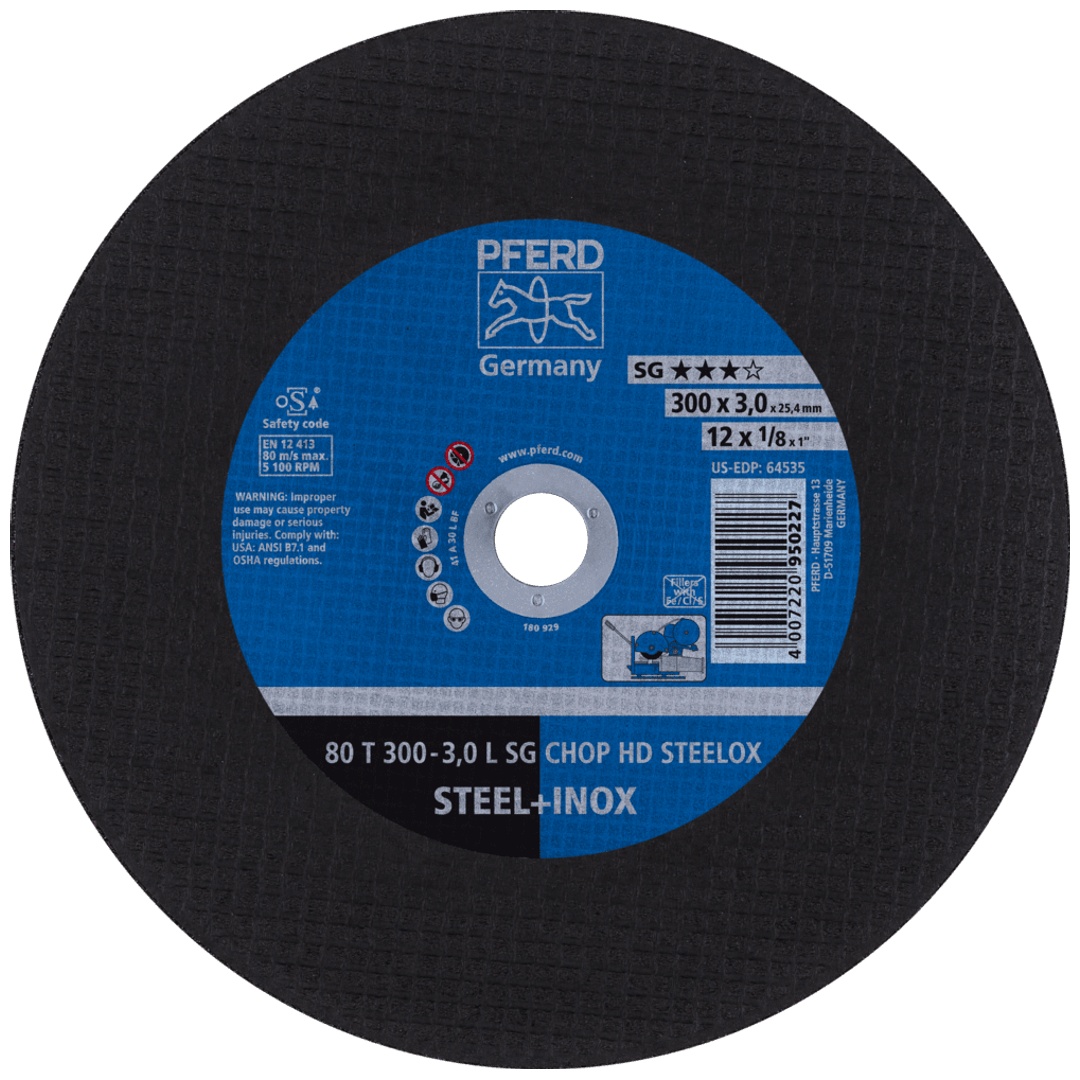PFERD TOOLS Trennscheibe T 300x3,0x25,4 mm Leistungslinie SG CHOP HD STEELOX für Stahl/Edelstahl