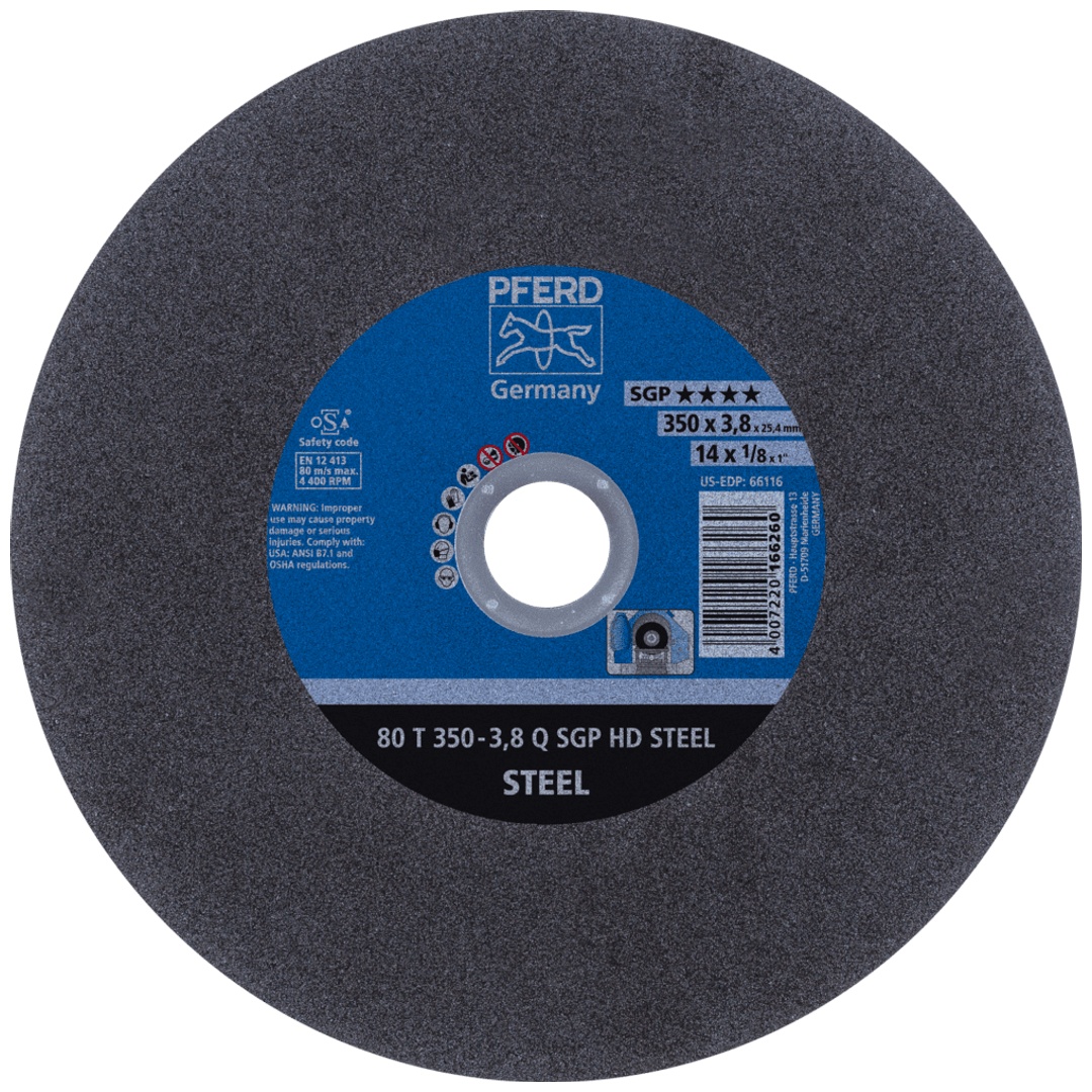 PFERD TOOLS Stationäre Trennscheibe T 350x3,8x25,4 mm mittelhart HD STEEL für Stahl 80m/s